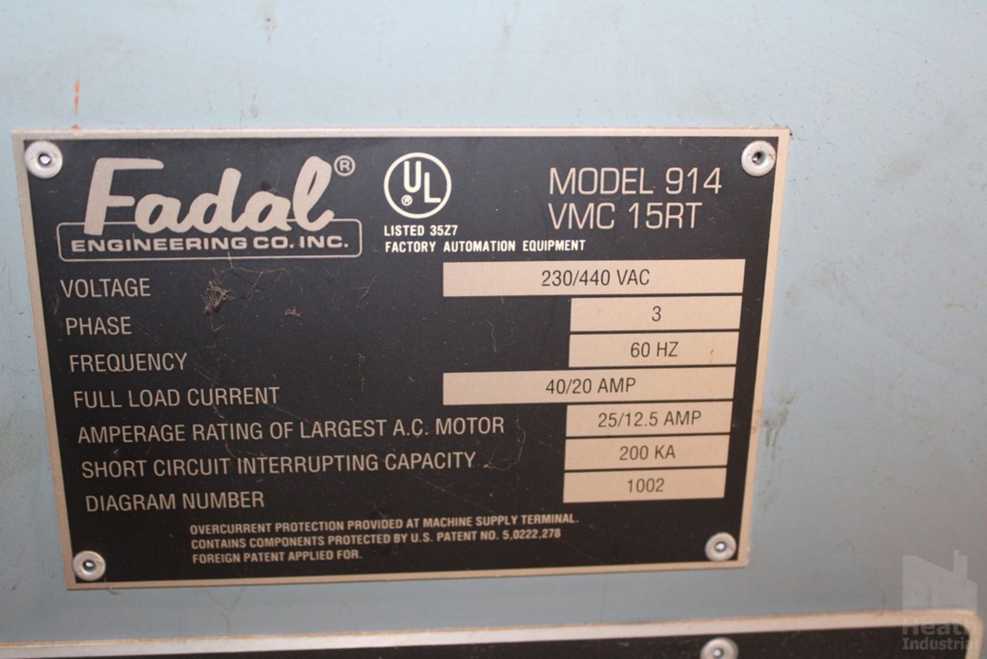 FADAL MODEL VMC-15 CNC VERTICAL MACHINING CENTER, S/N 9504670, 20" X-AXIS TRAVEL, 16" Y-AXIS TRAVEL, - Image 8 of 9