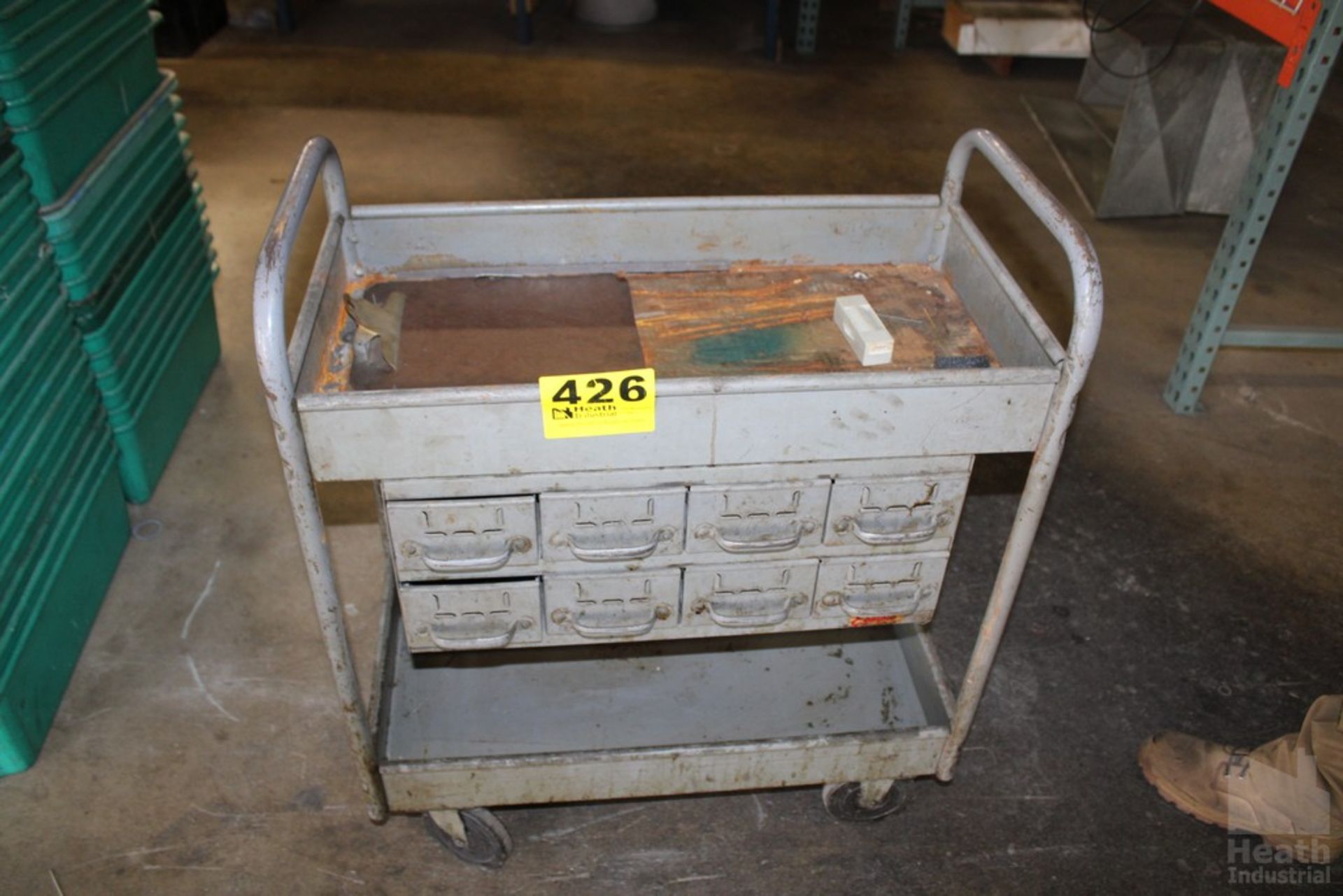 PORTABLE STEEL SHOP CART WITH DRAWERS