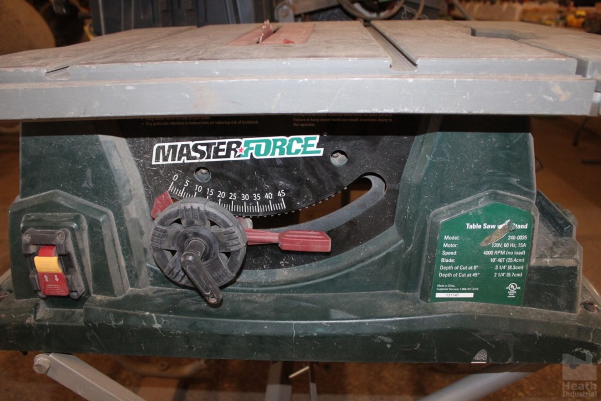MASTERFORCE MODEL 240-0035 PORTABLE CONTRACTORS TABLE SAW, 10" - Image 2 of 3