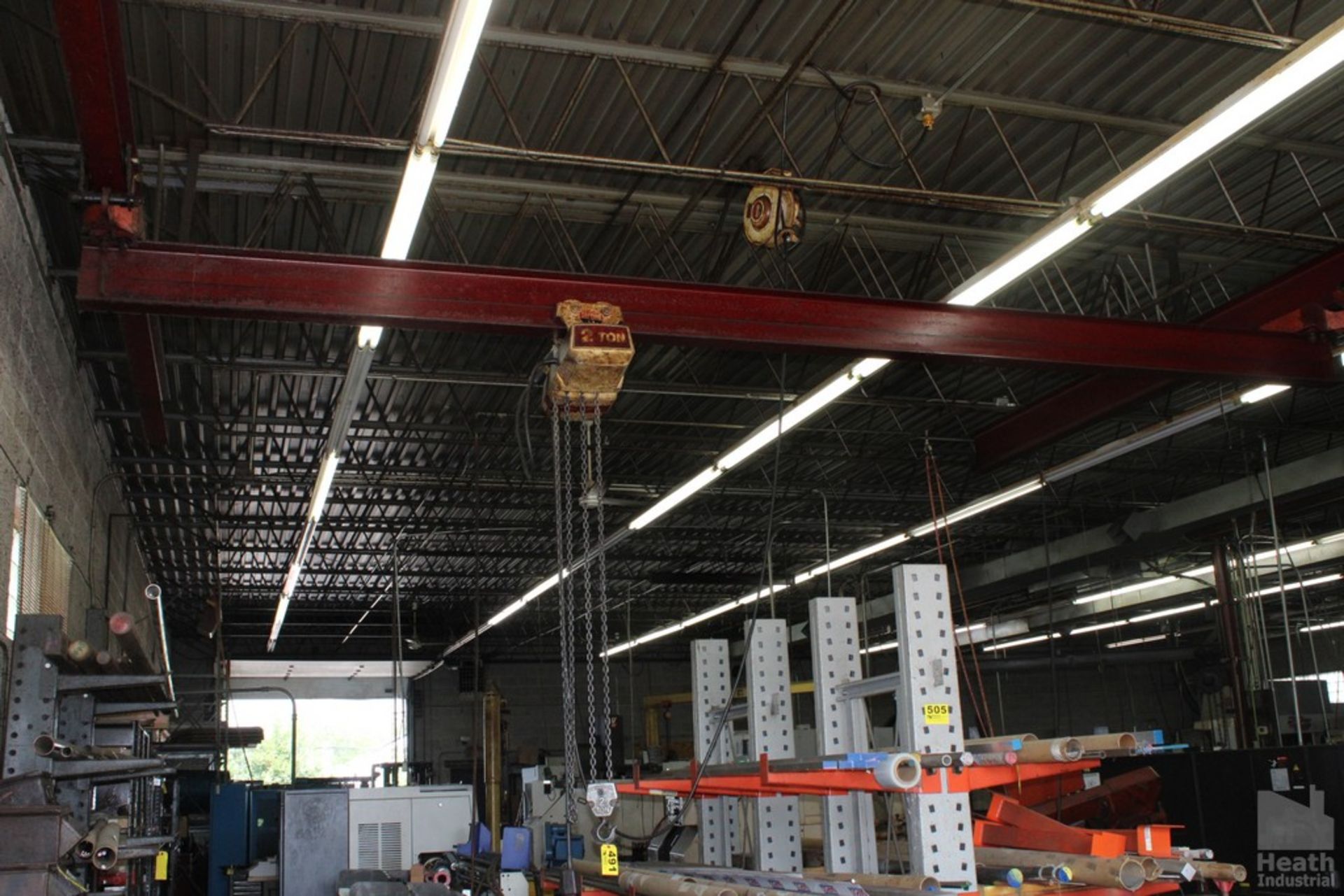2 TON BRIDGE CRANE APPROXIMATELY 29' L X 19' 6" W INCLUDES TWO IBEAM TRACKS APPROXIMATELY 29' LONG