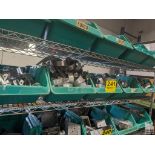 LARGE QUANTITY OF PIPE HANGERS ON SHELF (NO GREEN BINS, CONTENTS ONLY)
