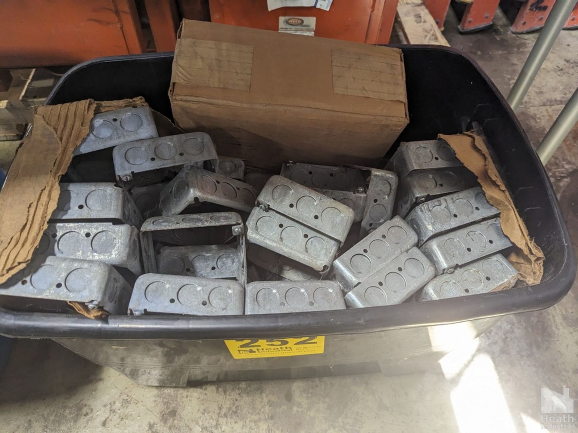 LARGE QUANTITY OF ELECTRICAL BOXES IN TOTE