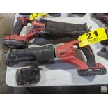 MILWAUKEE NO. 2621-20 M18 CORDLESS RECIPROCATING SAW WITH (2) BATTERIES, NO CHARGER