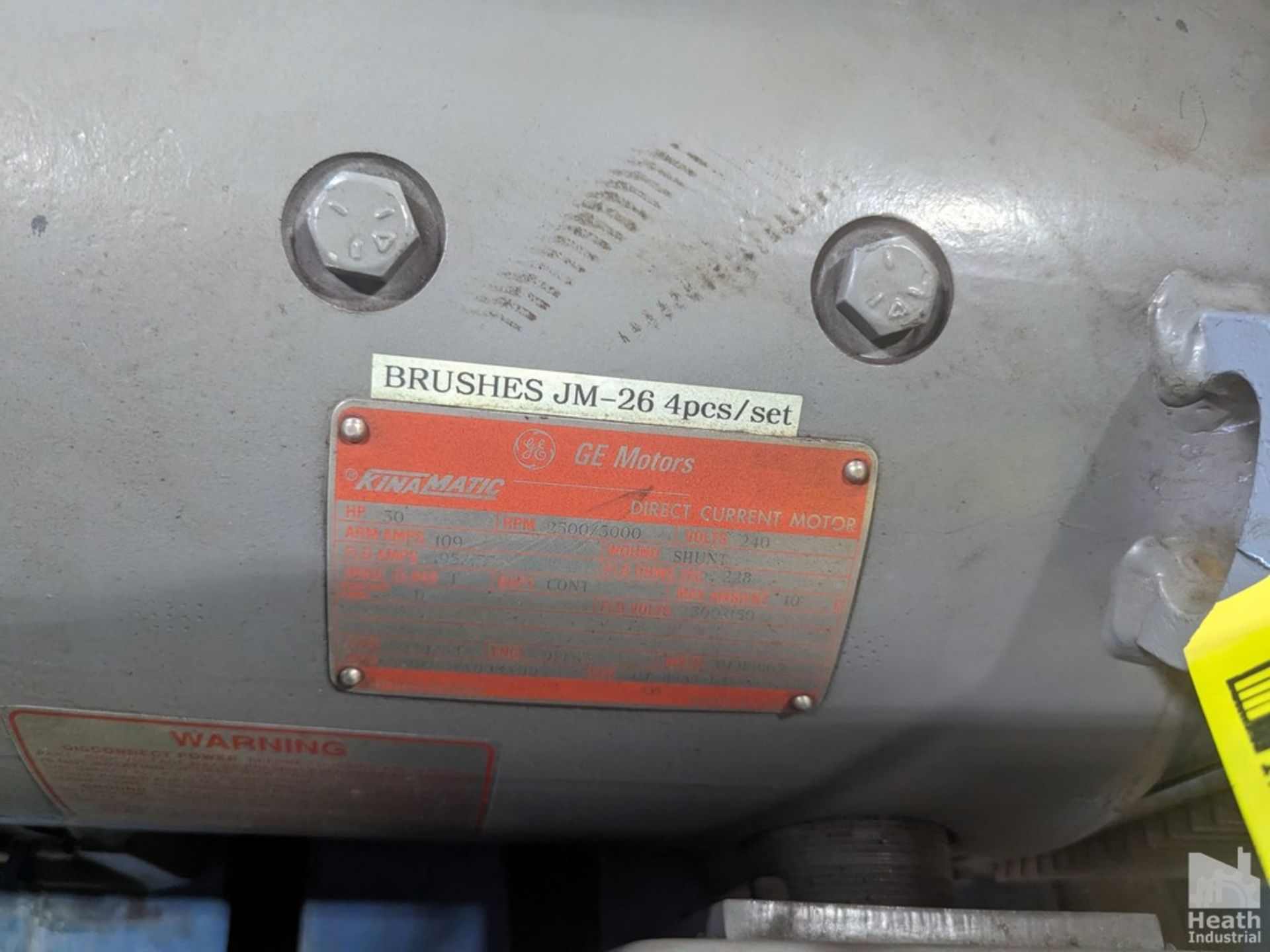 GENERAL ELECTRIC TYPE CD287AT DIRECT CURRENT MOTOR, 30HP, 240 VOLTS, 2500/3000 RPM - Image 2 of 2