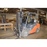 TOYOTA 6,000 LB. MODEL 8FGU32 LP GAS FORKLIFT TRUCK, S/M 65894, 131.5" MAX. LIFT, SIDE SHIFT, 9,