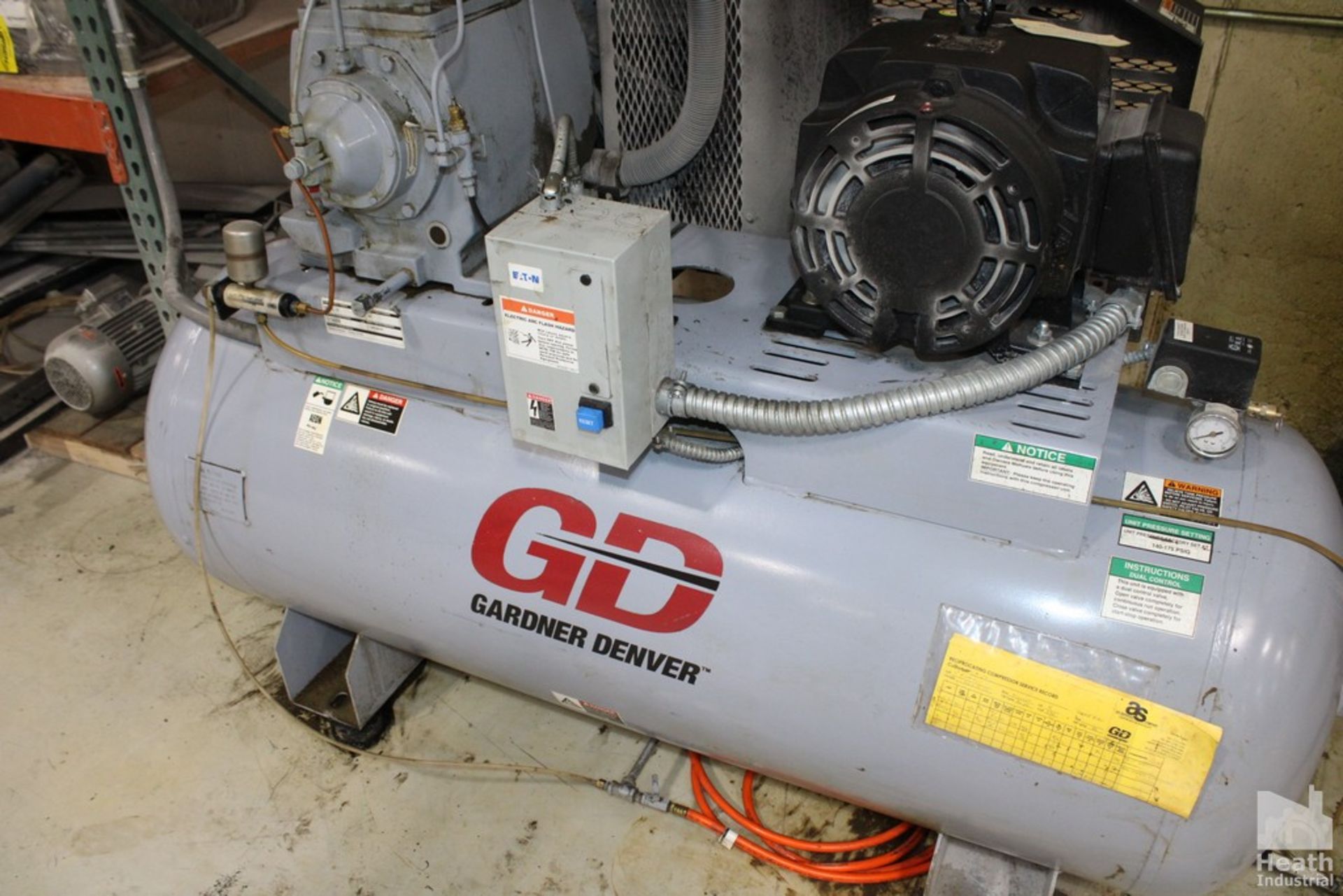 GARDNER DENVER 15 HP MODEL HRA15-12 TANK MOUNTED AIR COMPRESSOR WITH INGERSOLL-RAND AIR DRYER, S/N - Image 3 of 5