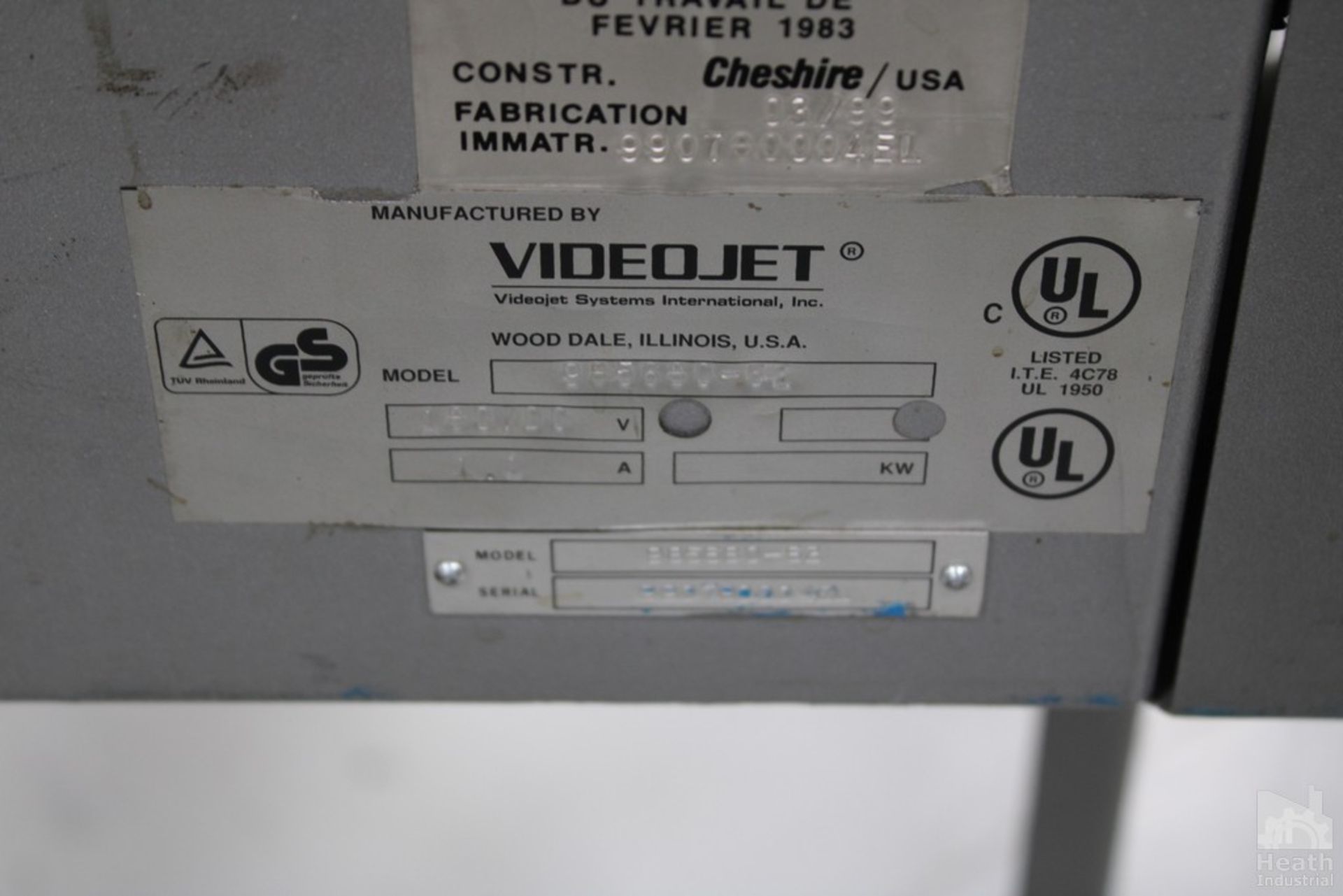 CHESHIRE MODEL 568 VIDEO JET 985680-62 S/N-04FL CONVEYOR - Image 5 of 5