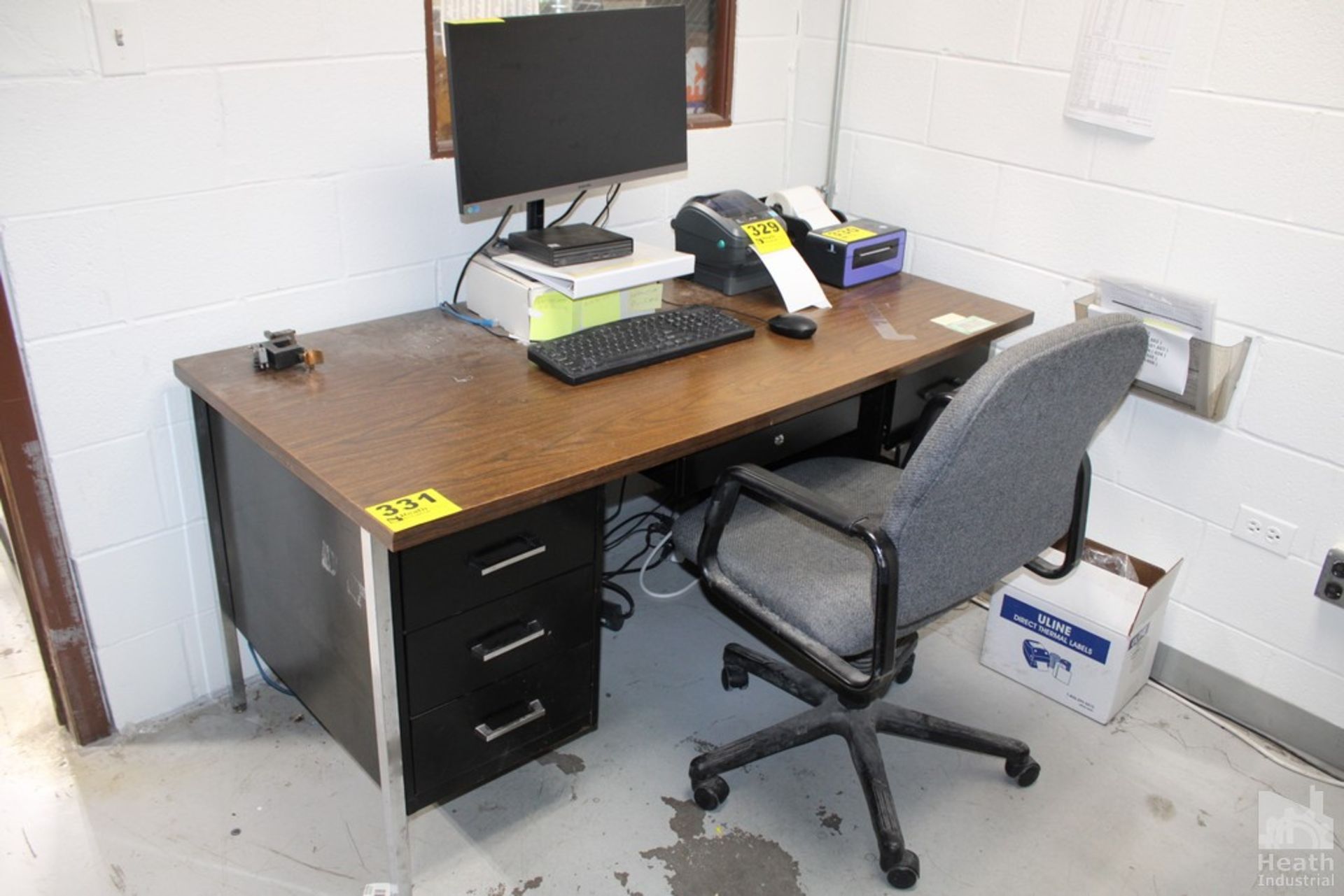 STEEL FRAME OFFICE DESK WITH CHAIR 60" X 28" X 29"