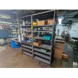 (4) SECTIONS OF ADJUSTABLE STEEL SHELVING 36" X 18" X 84" (NO CONTENTS)