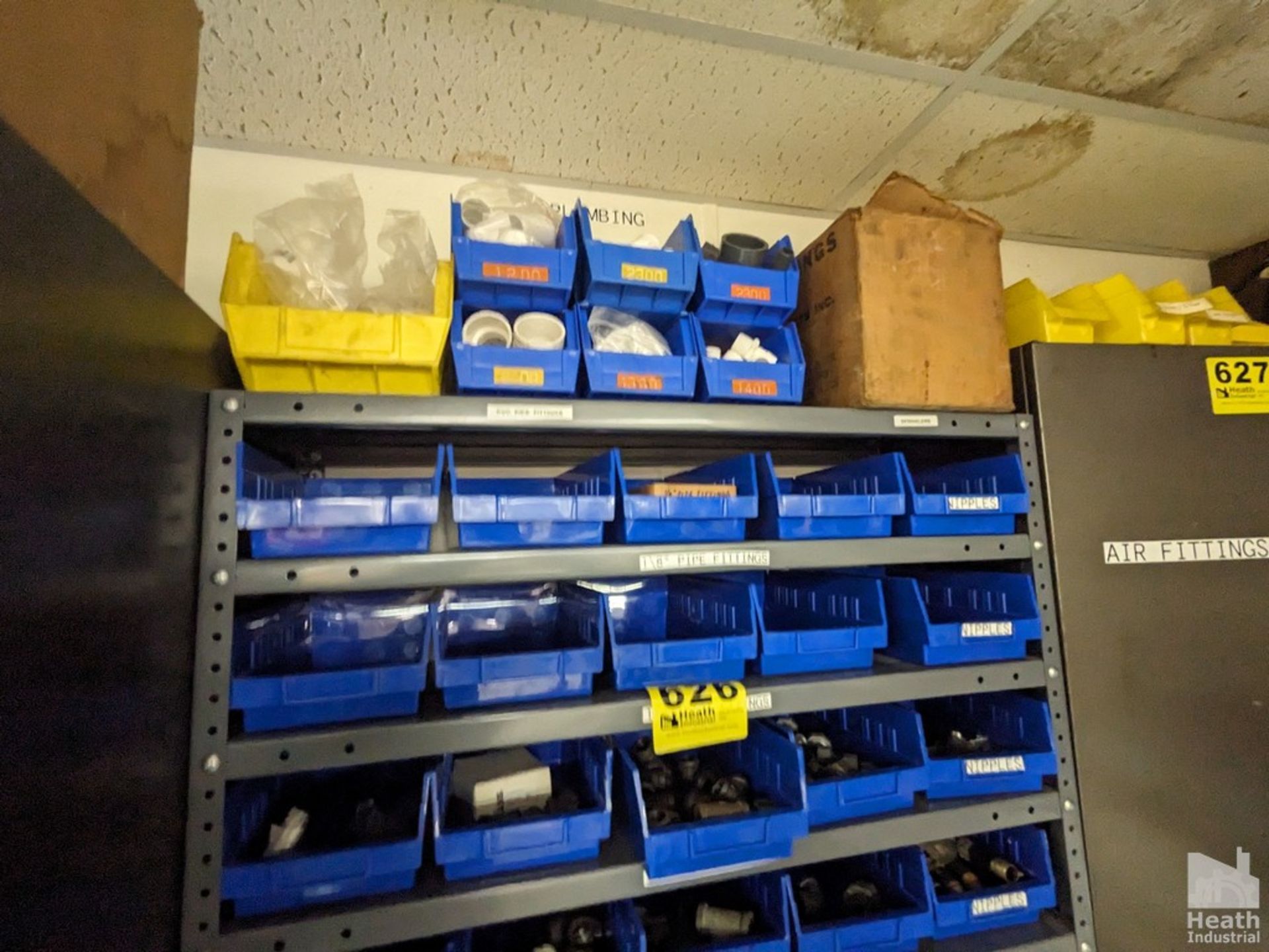 ADJUSTABLE SHELVING UNIT WITH ASSORTED PIPE FITTINGS 36" X 12" X 78" - Image 2 of 5