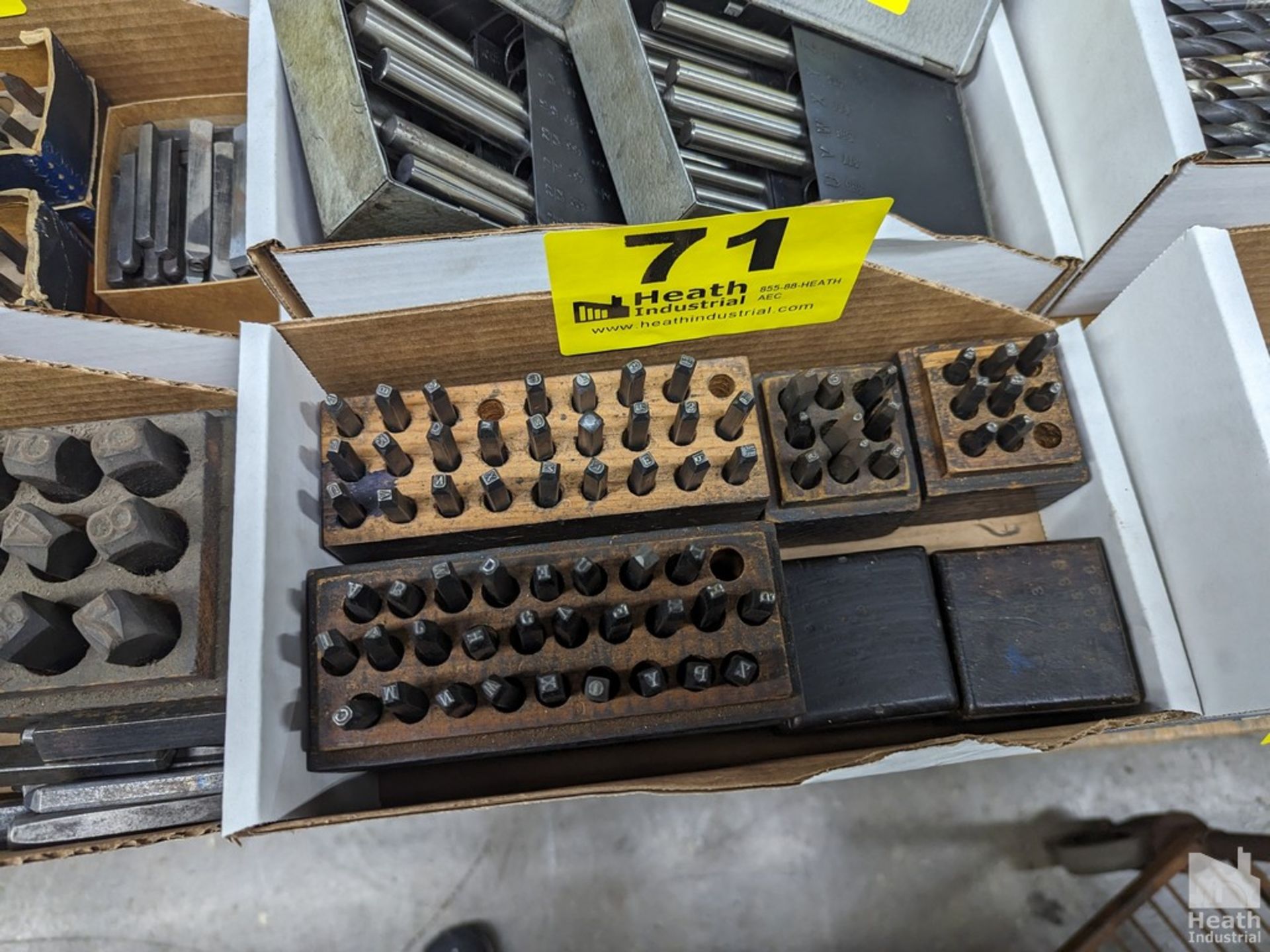 ASSORTED LETTER AND NUMBER STAMPS IN BOX