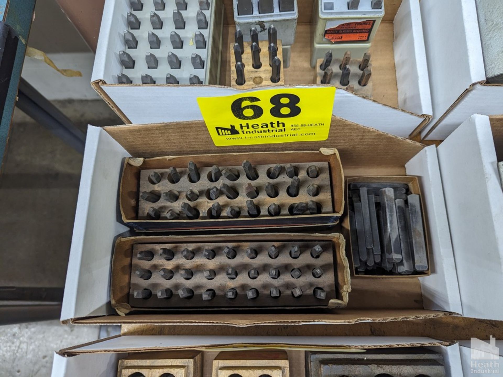 ASSORTED LETTER AND NUMBER STAMPS IN BOX