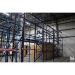 (4) SECTIONS OF HOOK STYLE PALLET RACK, WITH WIRE DECKING AND PLYWOOD, 8' X 40" X 16' HIGH