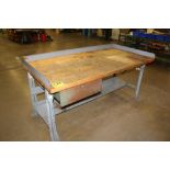 POLLARD BROS WOOD TOP STEEL FRAME WORK BENCH 72" X 36" X 33"