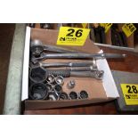 (4) 1/2" RATCHETS, ADAPTER AND ASSORTED SOCKETS