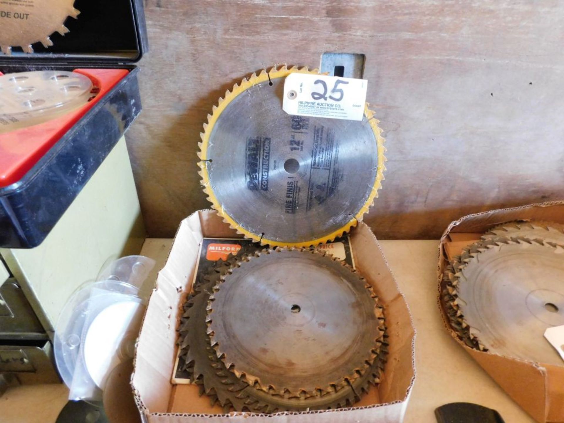 Tablesaw blades, used up to 12". (approx. 7).