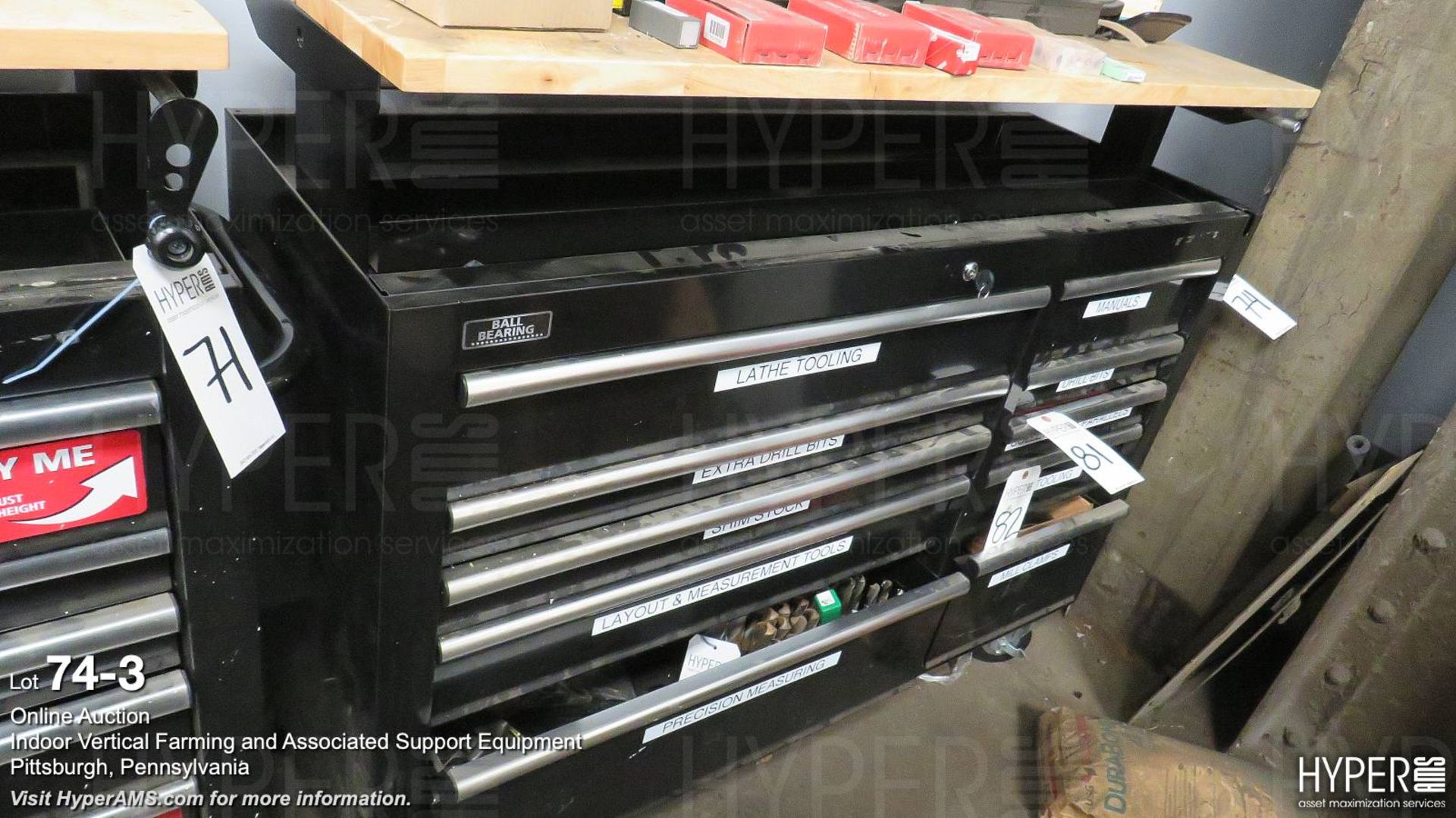 Husky (10) drawer rolling tool chest, with adjustable height wood top. - Image 2 of 4