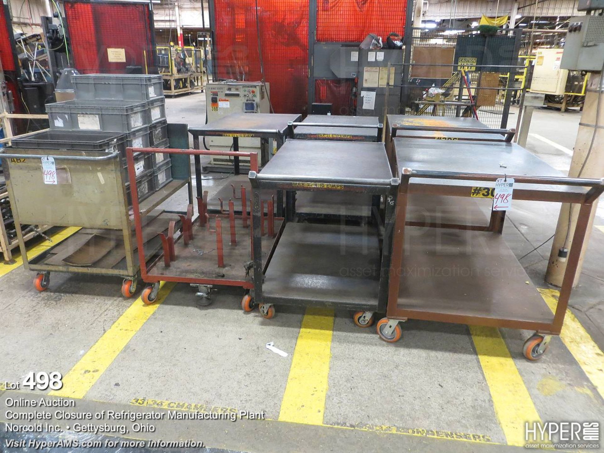 (7) various steel carts and approx. (12) smal