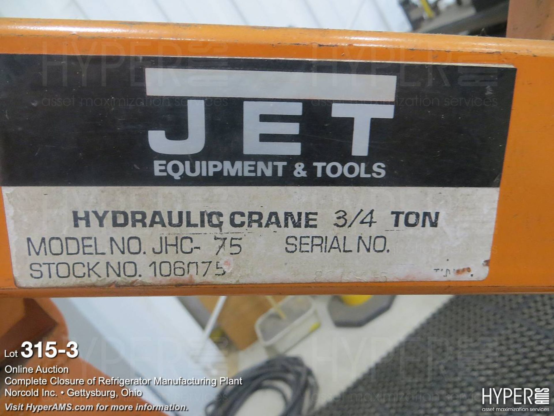 Jet engine hoist 3/4-ton, mdl. JHC-75 - Image 4 of 4
