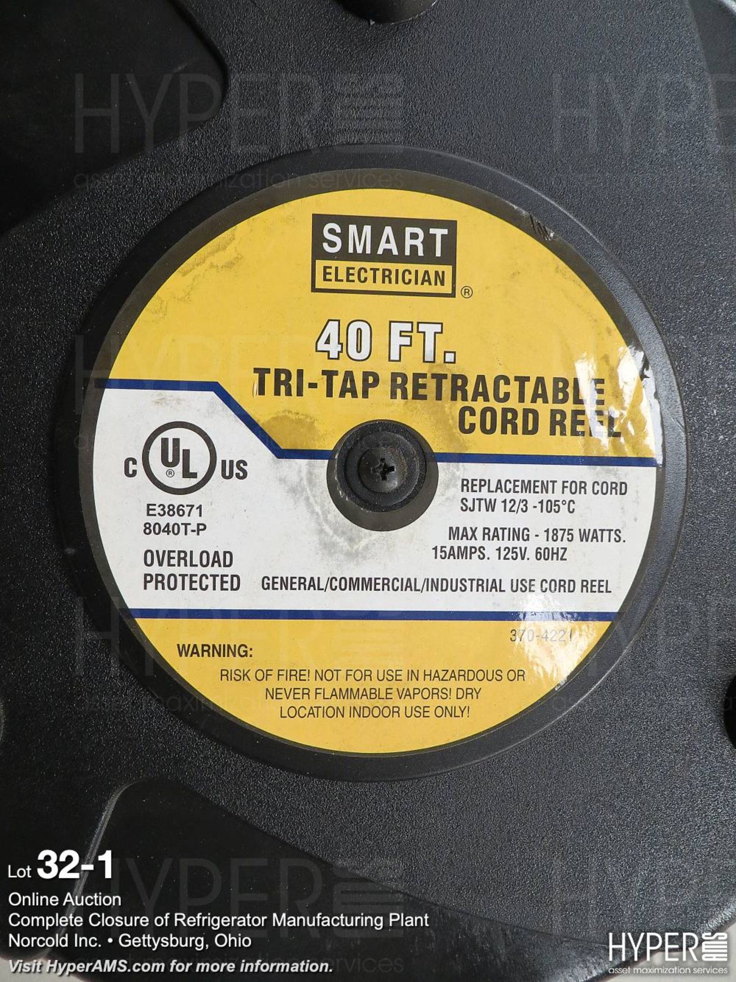 Smart electrician 40ft retractable cord - Image 2 of 2