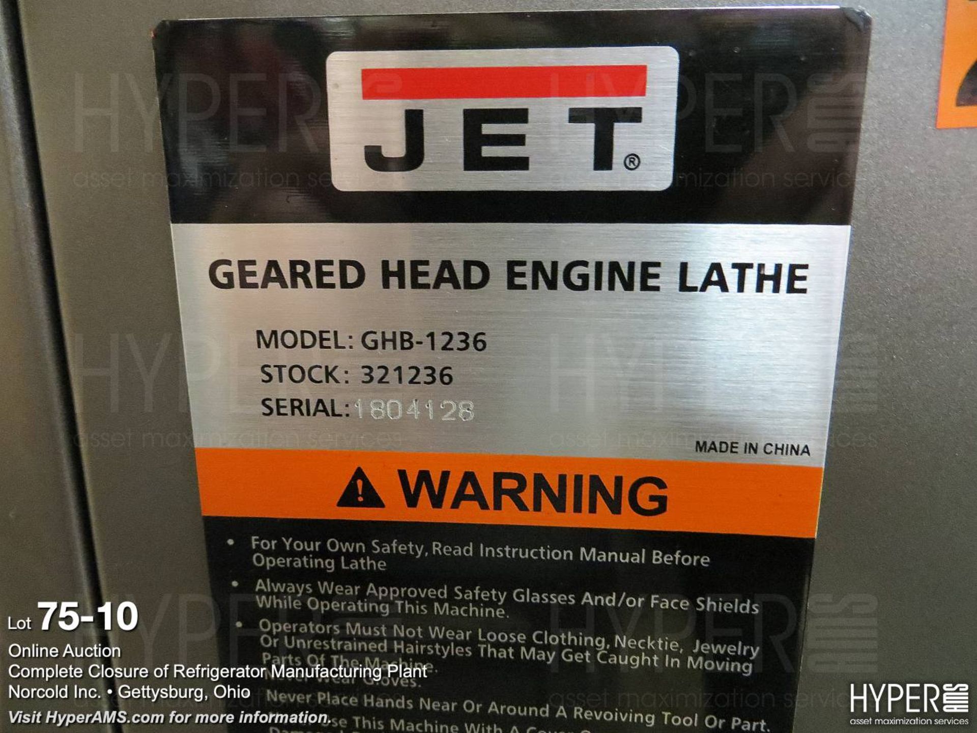 Jet GHB-1236 geared head bench lathe - Image 10 of 10