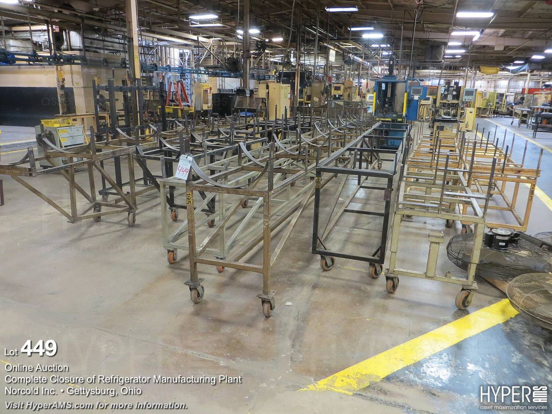 (10) steel stock carts various lengths 7'-18'