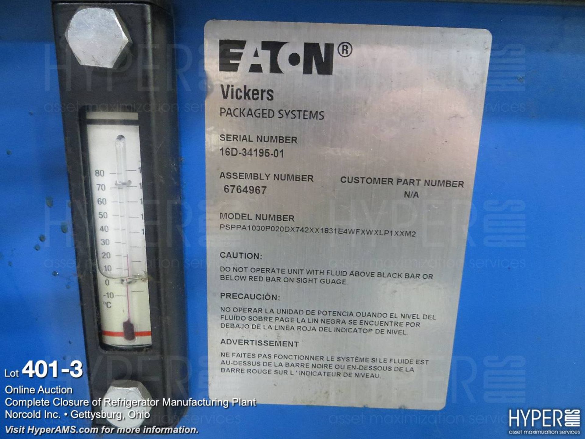 Eaton Vickers 7.5hp hydraulic pump w/ tank - Image 4 of 5