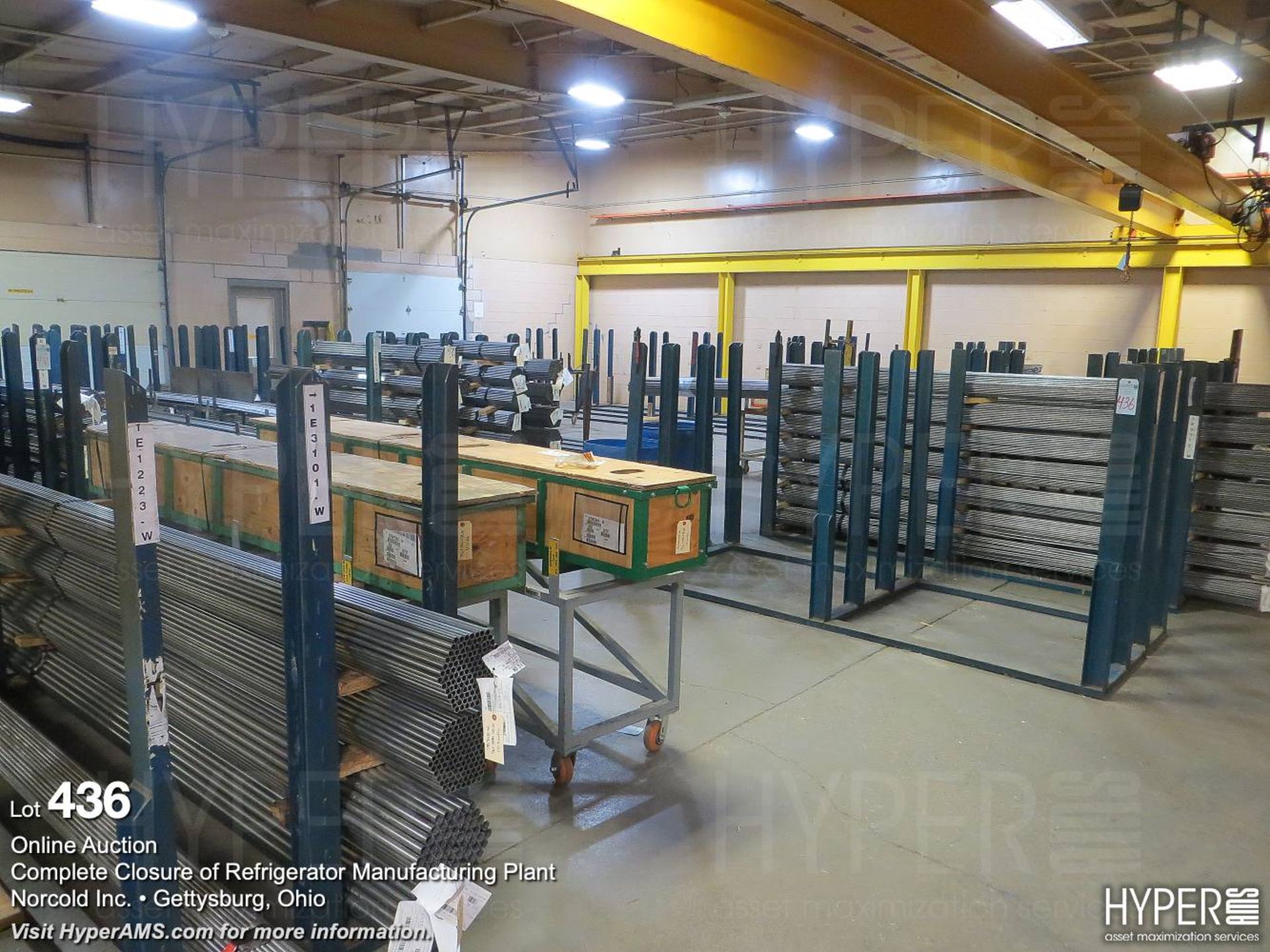 (lot) 10' steel stock racks w/tubing