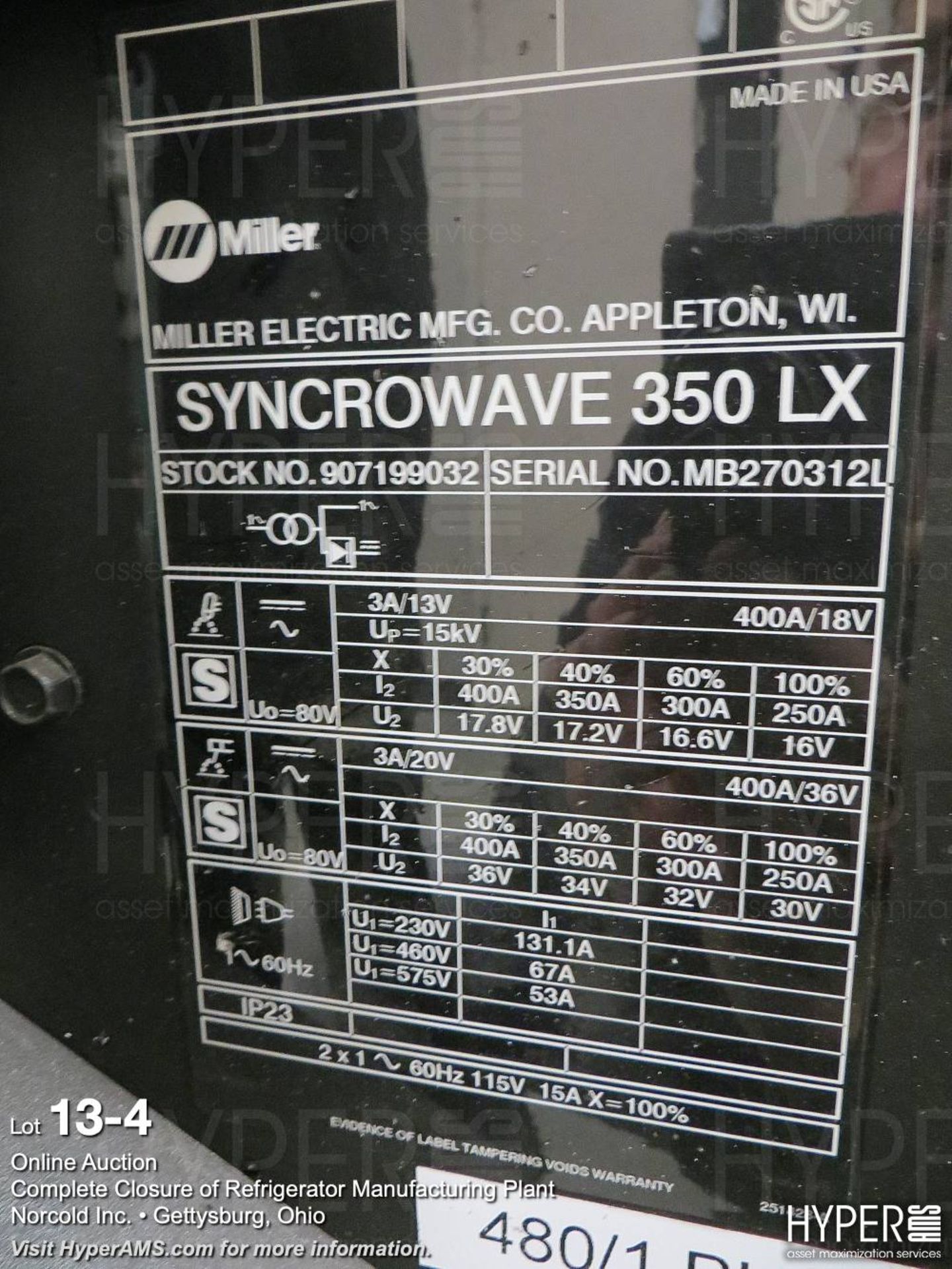 Miller Synchro wave 350LX - Image 5 of 5