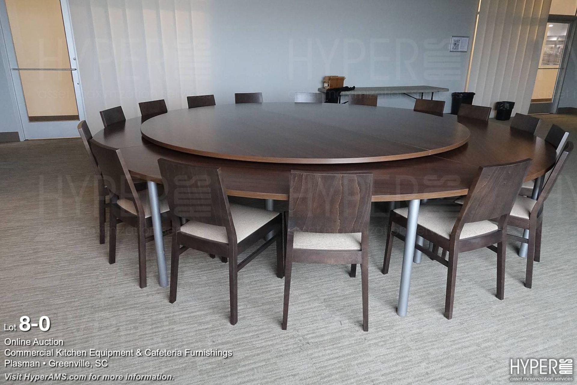 Lazy-Susan (Chinese family-style) executive dining table with chairs