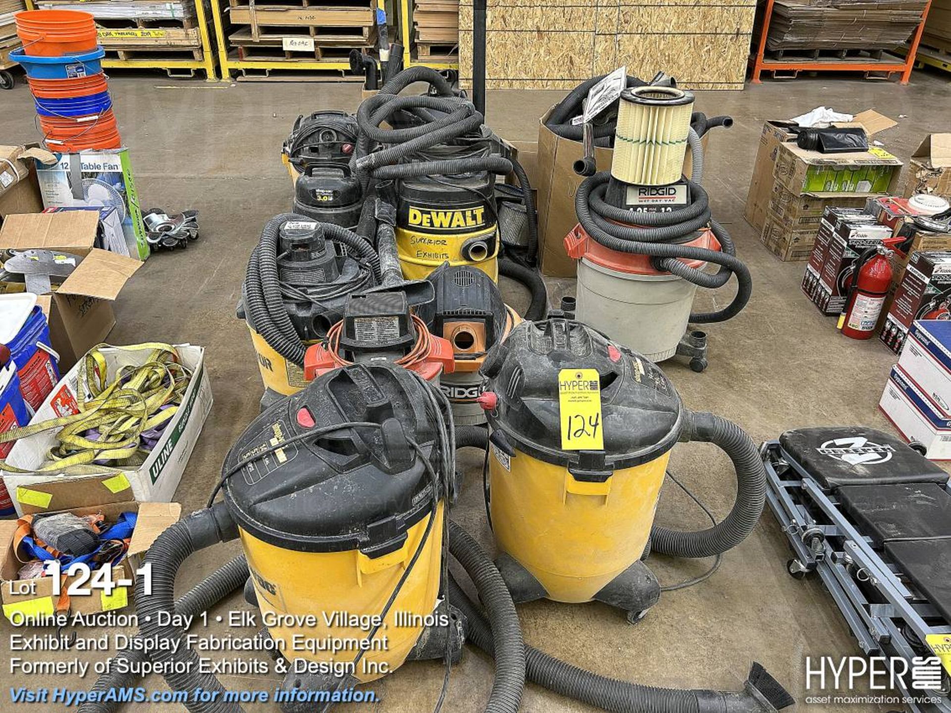 (10) Shop vac. with hoses and attachments