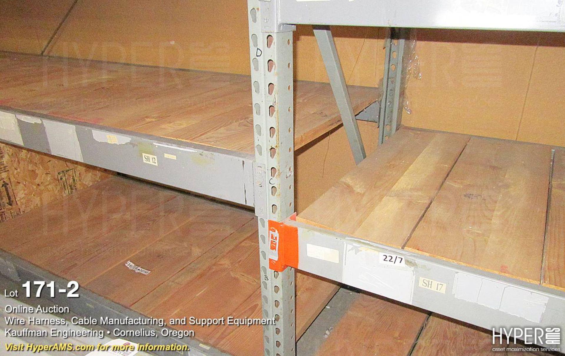 Clip-on pallet racking with assorted sized 2" thick wooden boards for decking - Image 2 of 4