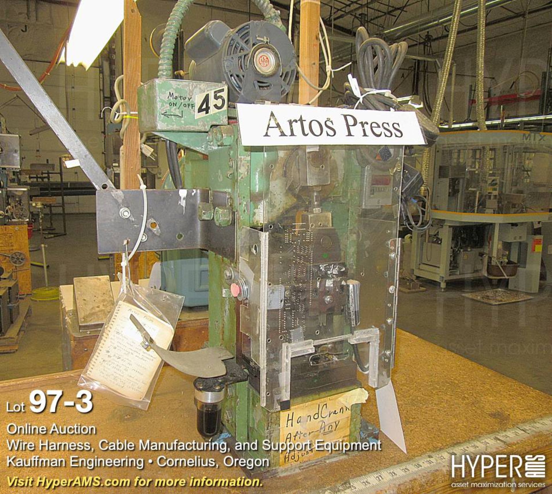 Artos model AE-675 benchtop terminating crimping press - Image 3 of 4