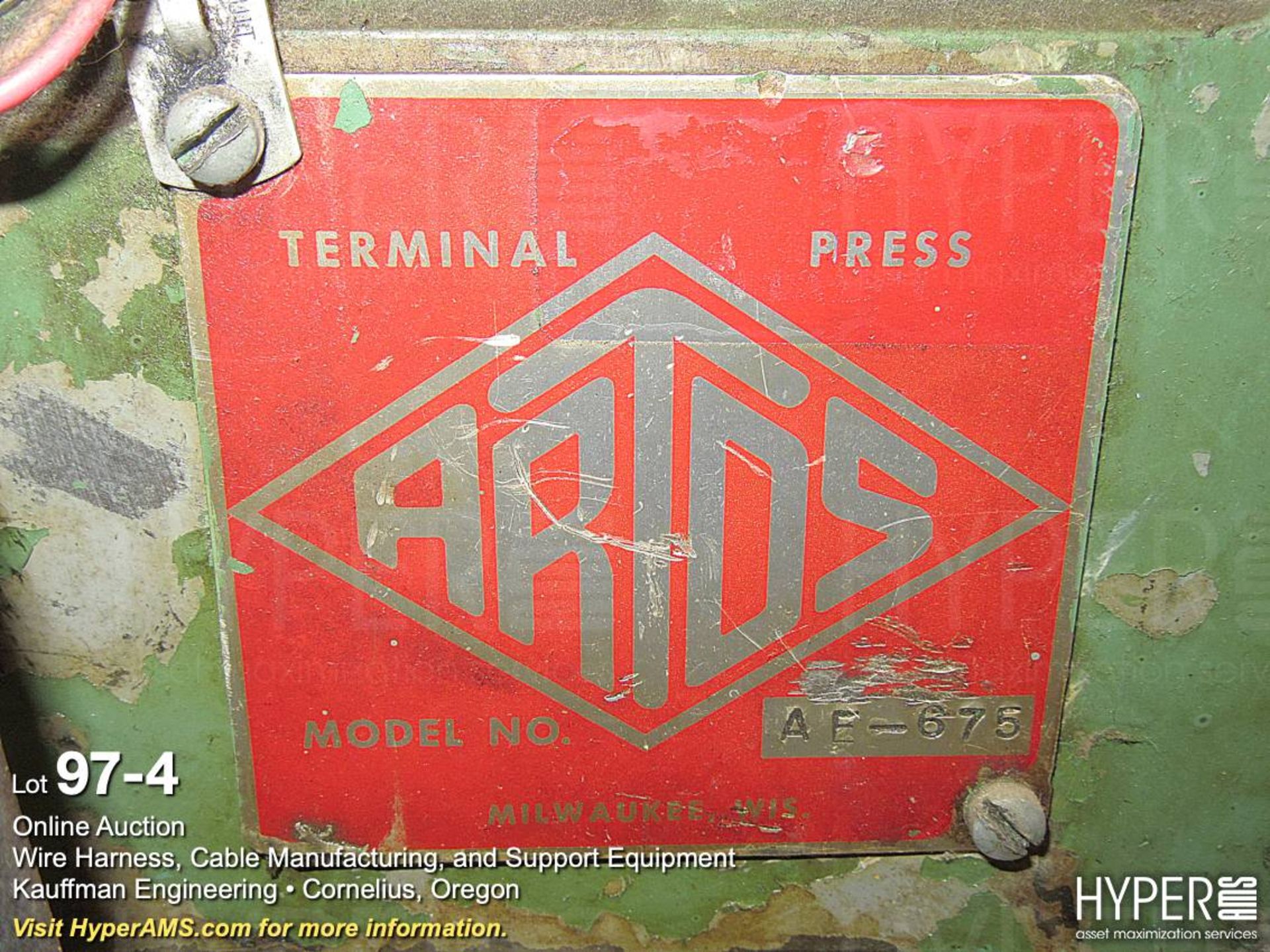 Artos model AE-675 benchtop terminating crimping press - Image 4 of 4