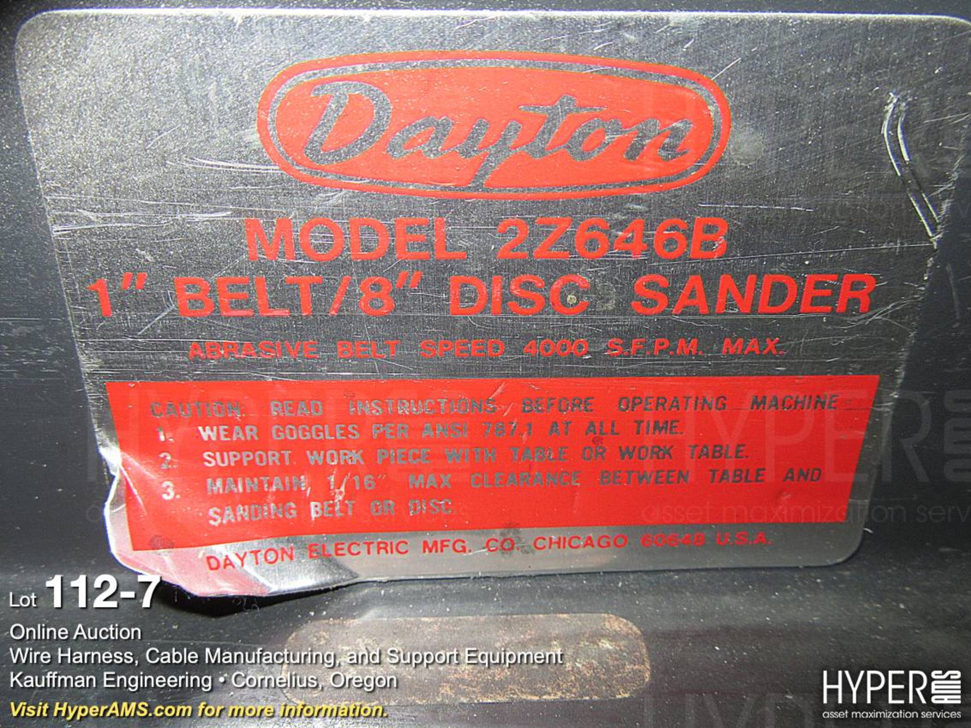 Dayton 2Z646B combination disk sander & pedestal wire twister - Image 7 of 7