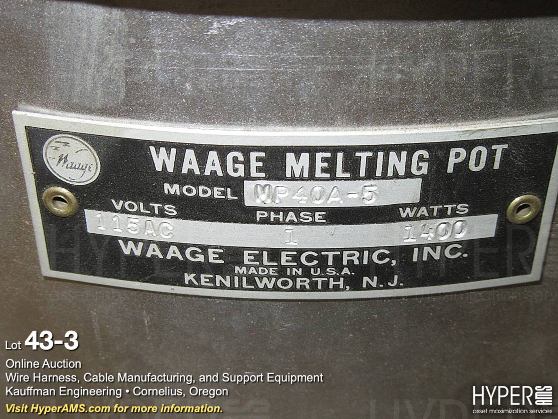Waage Electric MP40A-5 melting pot - Image 3 of 3