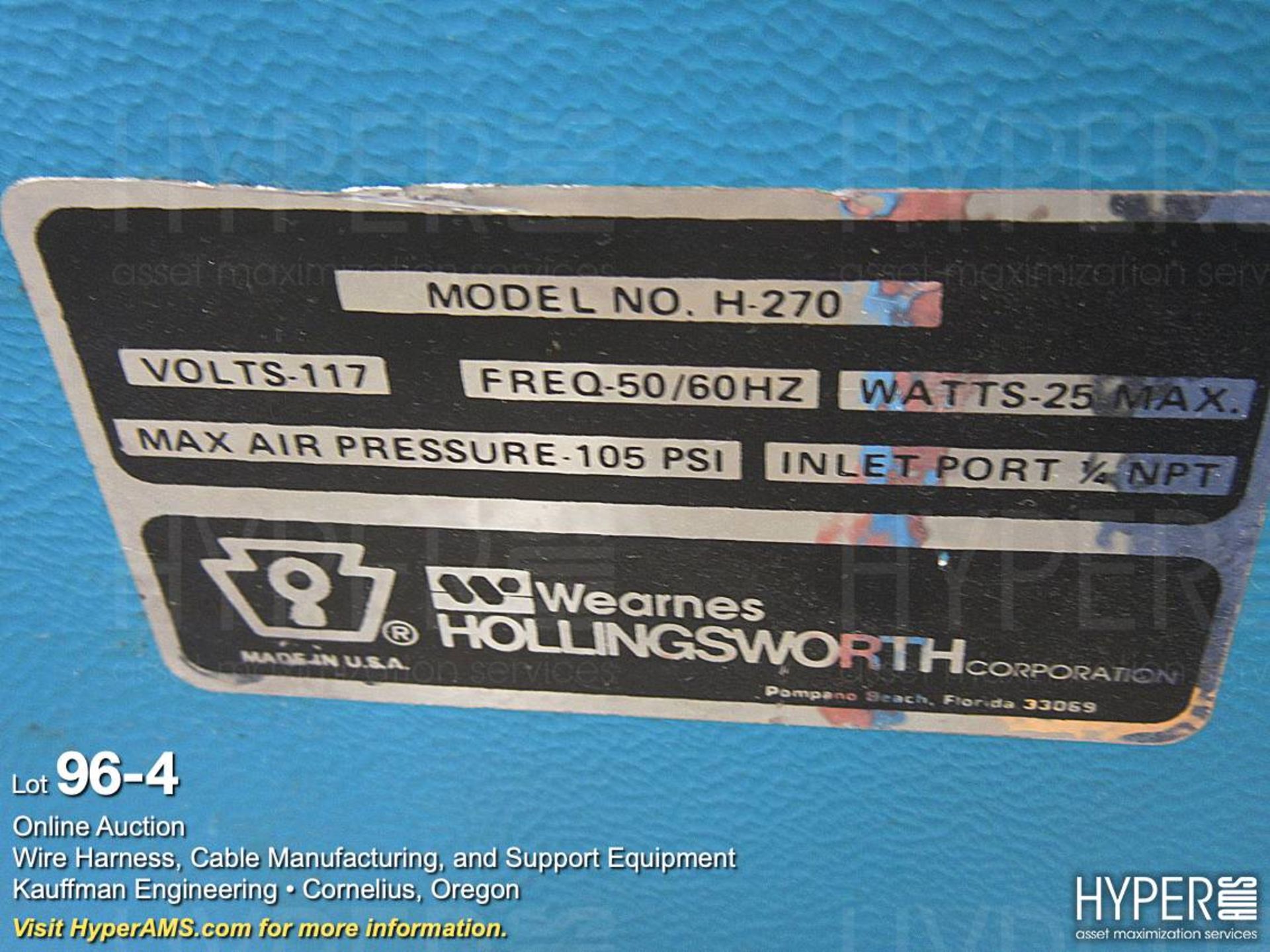 Hollingsworth model H-270 benchtop terminating crimping press - Image 4 of 5