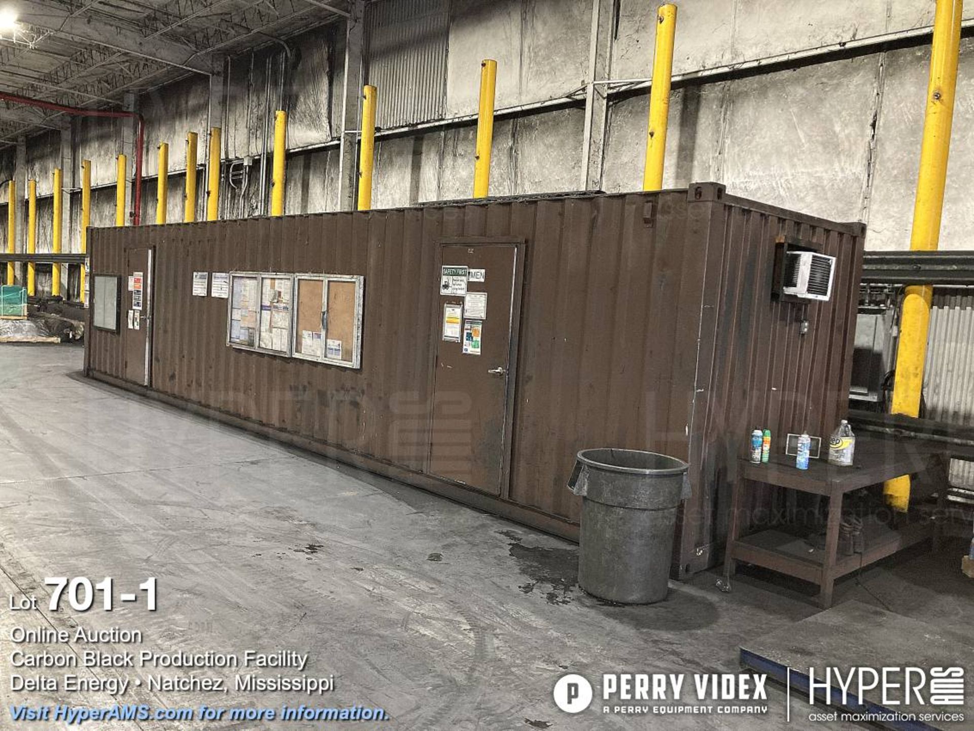 Container converted to building with locker room