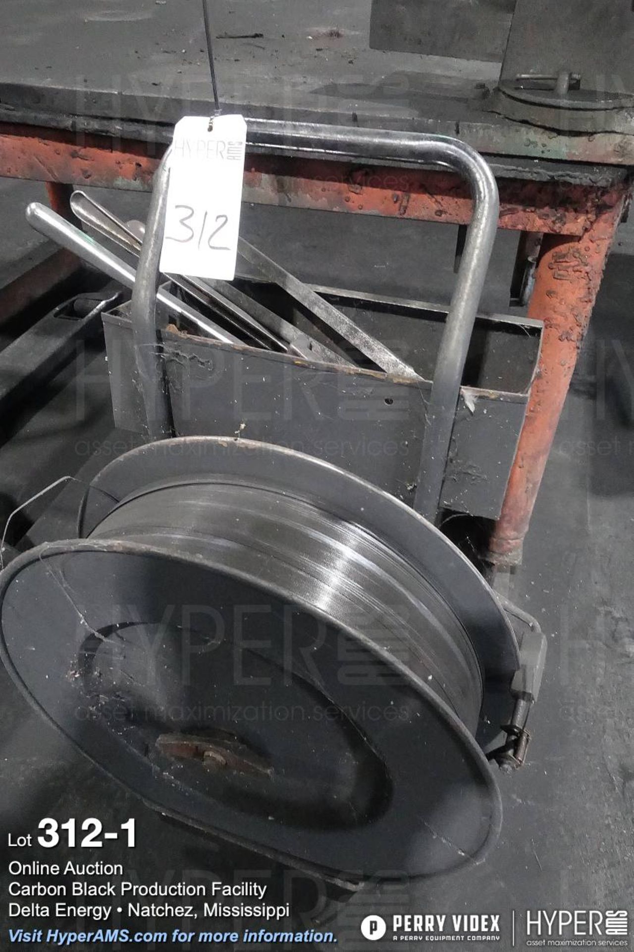 Banding cart with spool plastic band, tools