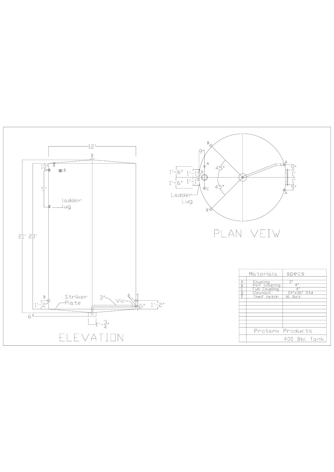 400 BBL above ground vertical tank, carbon steel (Tank #1) - Image 3 of 3