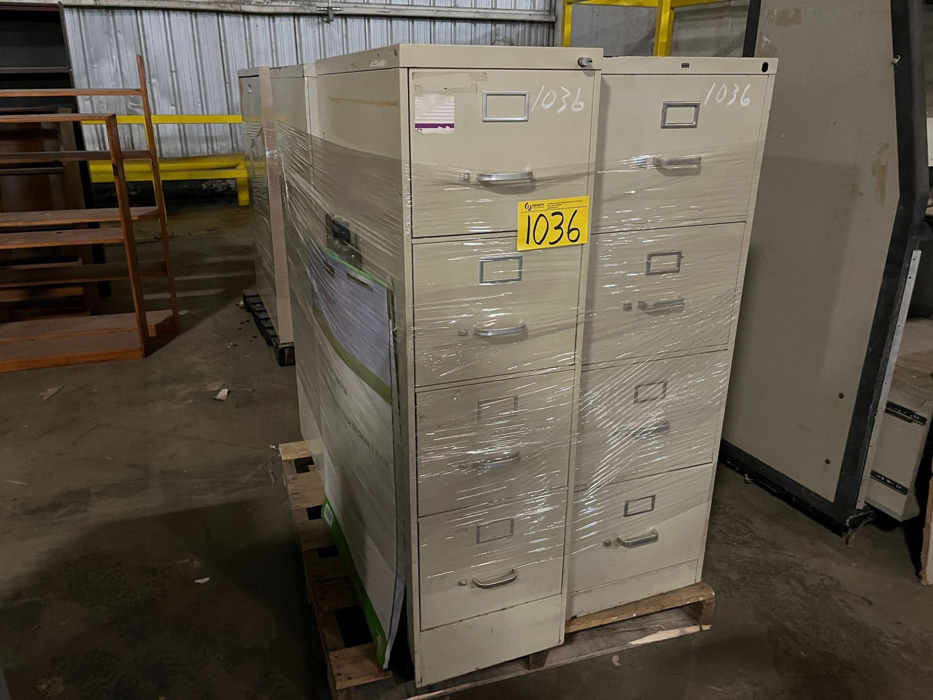 LOT OF (4) FILE CABINETS SHRINK WRAPPED ON PALLET (PM WAREHOUSE)