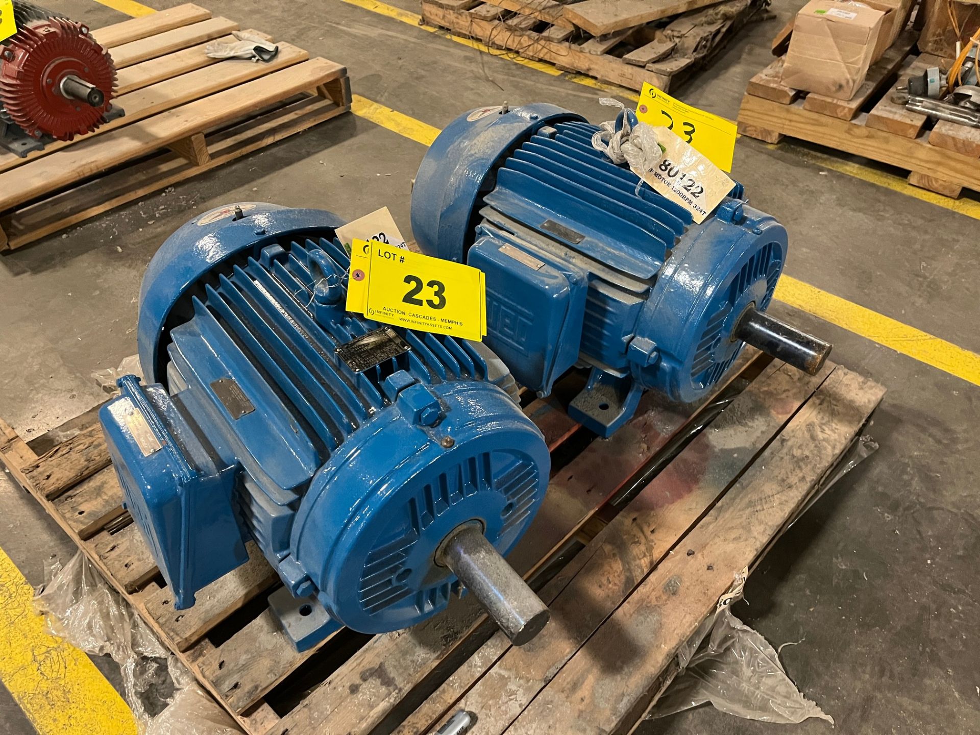 LOT OF (2) WEG NEMA PREMIUM ELECTRIC MOTORS, 25HP, 1,200 RPM, 208-230/460V, 324T FRAME (PAPER