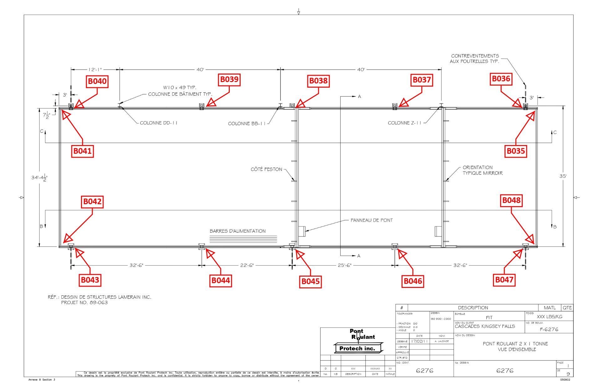 2010 FREE STANDING OVERHEAD CRANE SYSTEM, 4-TON CAP. TOTAL, C/W (2) RUNNER OF 2X 1-TON HOIST, BRAND: - Image 15 of 15