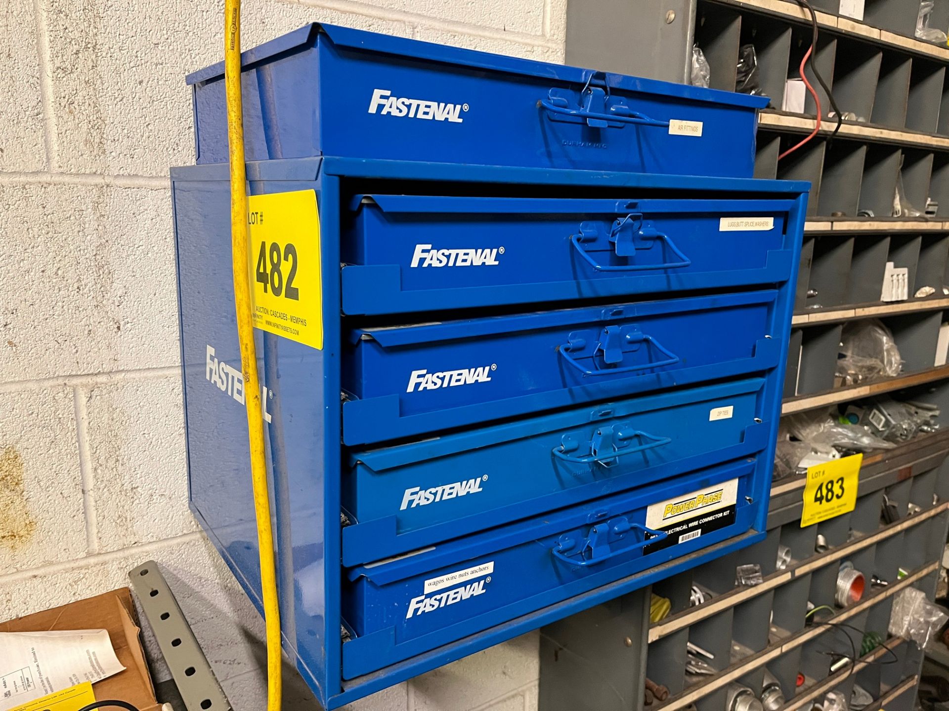LOT OF (5) FASTENAL ELECTRICAL BOXES W/ CONTENTS (MAINTENANCE AREA PMB)