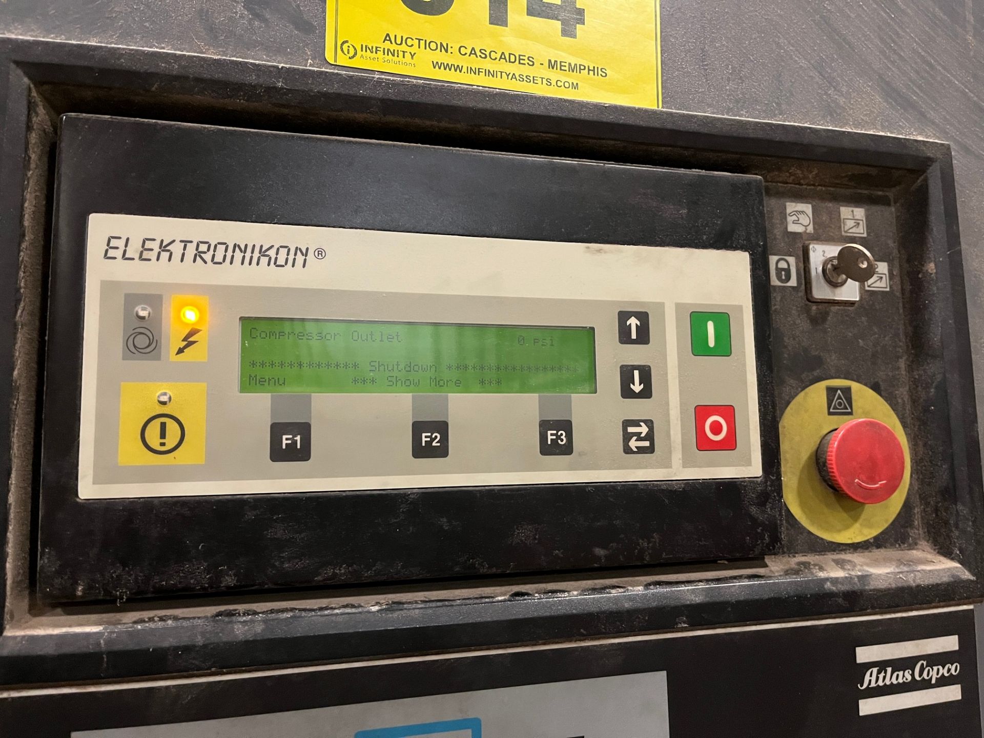 ATLAS COPCO GA90 AIR COMPRESSOR, ELEKTRONIKON DIGITAL CONTROLLER, APPROX. 9,357HRS (MAINTENANCE - Image 3 of 6