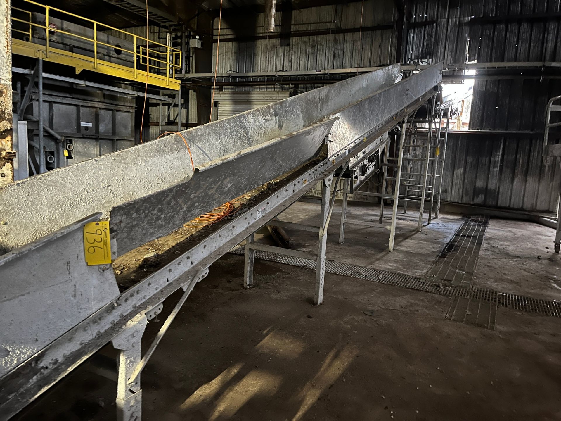 INCLINE BELT CONVEYORS (30' AND 35' = APPROX. 65' TOTAL LENGTH) W/ MOTOR DRIVE (DEINKING BUILDING,