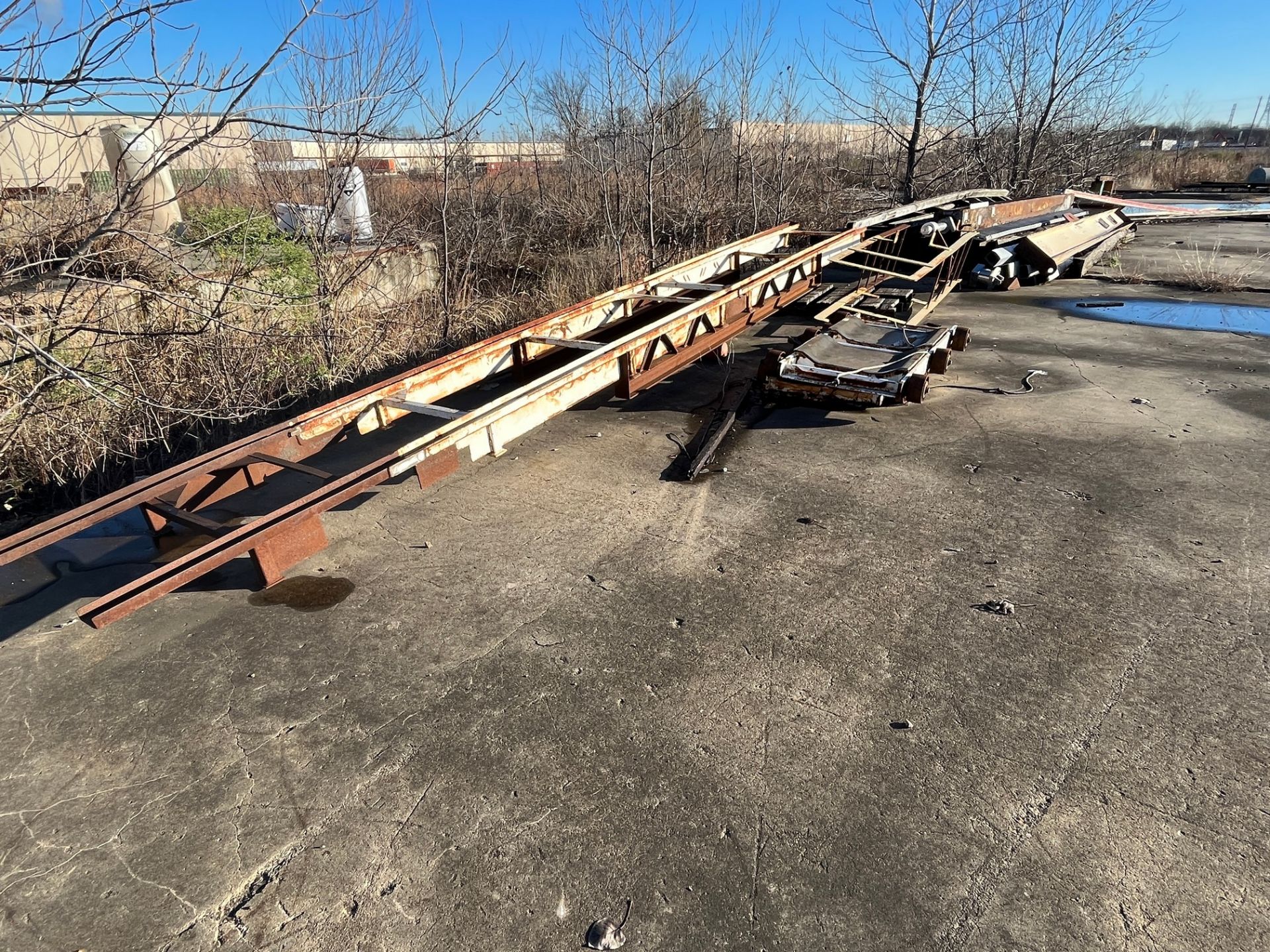 LOT ALL REMAINING METAL ON CEMENT PLATFORM INCLUDING RACKING, SCAFFOLDING, FRAMES, ENCLOSURES, - Image 18 of 29