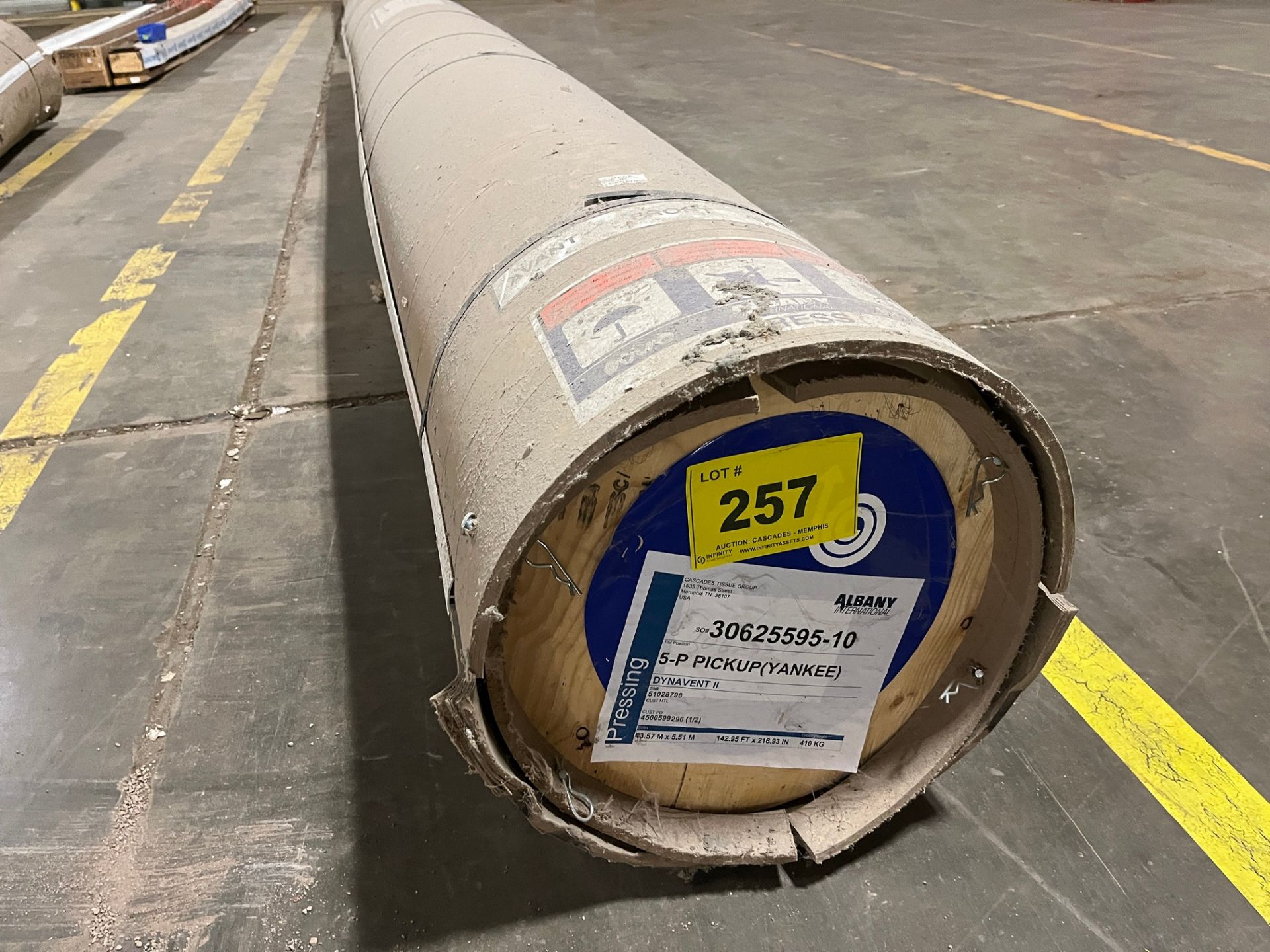 ALBANY INTERNATIONAL DYNAVENT II ROLL, 142.36' X 216.93", 410KG (PAPER MACHINE MAIN WAREHOUSE)