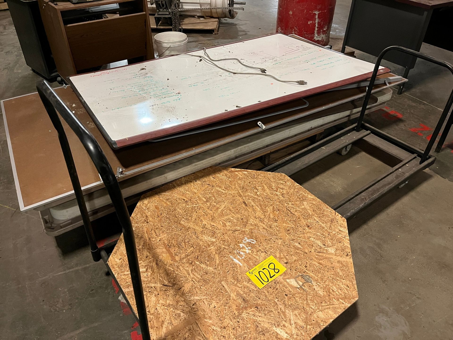LOT OF CART, WHITE BOARDS AND CORK BOARDS, HEATERS (PM WAREHOUSE)
