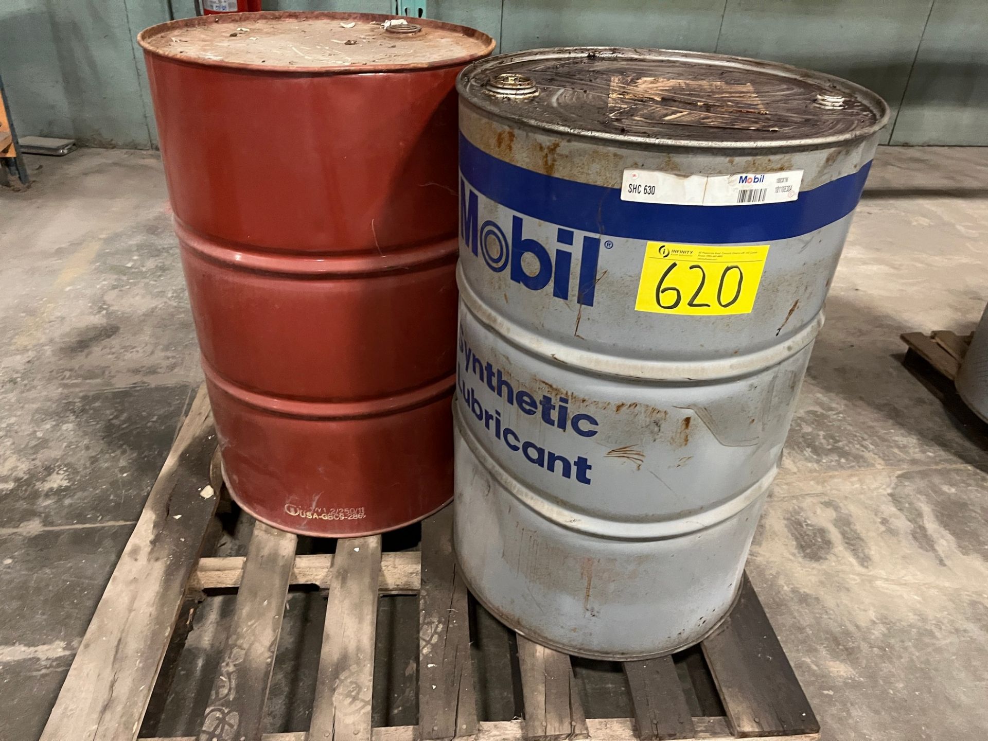 LOT OF (2) BARRELS OF MOBIL SHC630 SYNTHETIC LUBRICANT (PM MAIN WAREHOUSE)